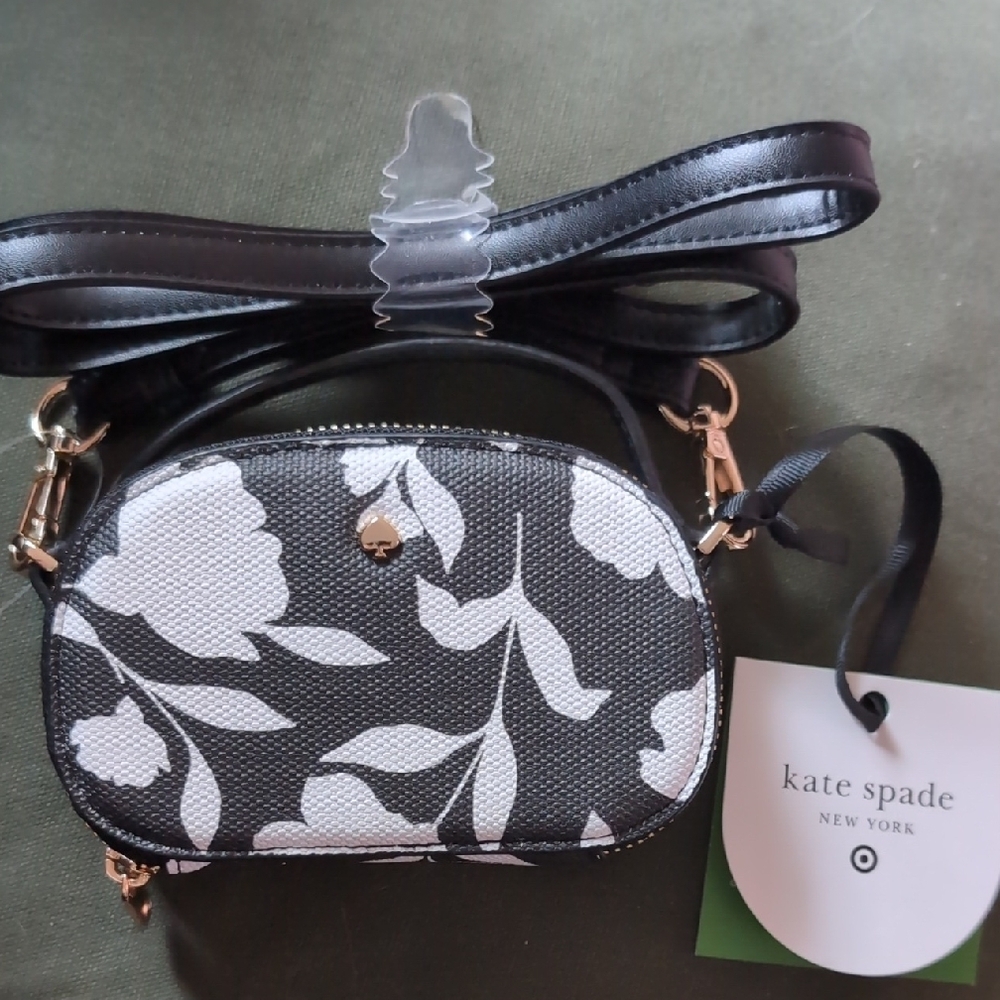 Kate Spade Black and White Floral Crossbody Bag
